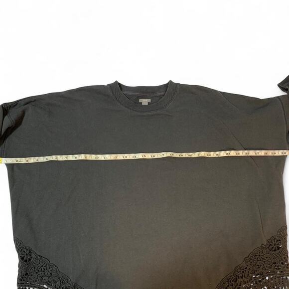 Aerie Grey Crewneck Sweater with Lace Detailing on the bottom size small - Picture 4 of 5